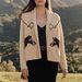 Vintage-Inspired Knit Cardigan – Oversized Fit, Art Deco Collar, Warm Acrylic Blend (S-XL, Navy/Beige)_ecoleips.com