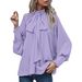 Aria Basics Aria Basics European And American Cross-border Bestseller: Round-neck, Bow-tie, Button-up, Lace-up, All-season Long-sleeve Women's_ecoleips.com