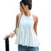Slim Fit Solid Color Camisole Top for Women with Fluffy Hem And Exposed Back Sexy Stylish Hot Seller Women's Top_ecoleips.com