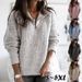 Women’s Chunky Knit Zipper Sweater – Winter-Ready Acrylic-Blend Pullover (S-5XL, Khaki/Red/Black/Light Gray/Dark Gray/Bluish)_ecoleips.com