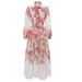Floral Print V-Neck Dress With Bow Accent – Elegant A-Line Maxi Dress (White-Purple/White-Red/Beige, S-Xxl)_ecoleips.com