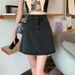 Summer Korean Version Of Black And Gray High-waisted Small Denim Skirt Women's Versatile And Thin Hip-wrapped A-word Short Skirt_ecoleips.com