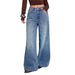 Women's Studded Jeans Style Retro Washed Casual Loose Straight Leg Pants Versatile_ecoleips.com