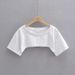 Wi Ins Minimalist Solid Color Ultra Short Sleeved Hoodie For Women Loose A Versatile Open Navel Jazz T-shirt Top_ecoleips.com