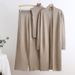 K Long Trench Coat With High Collar Inner Wear; Sweater Vest; Elastic Waist Wide-leg Pants; Knitted Three-piece Suit._ecoleips.com