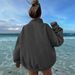 Women’s Half-Zip Fleece Sweatshirt – Oversized Pullover (Greyish/Dark Gray/Black/Apricot, XS-XXL)_ecoleips.com