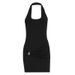 New Arrival Women Fashion Sexy Dress Metal Decor Lace Up Backless Hip Wrap Bodycon Dress For Party Evening_ecoleips.com