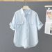 Short-sleeved Shirt Women's Summer 2025 New Super Fairy Korean Version Solid Color Age-reducing Shirt Slim Temperament Top_ecoleips.com