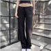 BM Style New Summer American-style Low-waist Women's Drawstring Straight-leg Frayed Hem Casual Sports Wide-leg Pants,_ecoleips.com