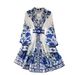 Women's Clothing Spring New Dress For Women Fashion Suit Collar Long Sleeve Waist Print A Line Skirt_ecoleips.com