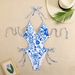 Women's Clothing One Piece Swimsuit For Women Sexy Lace-Up Bikini European American Style Printed_ecoleips.com