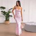 AD184 Foreign Trade Cross-Border Spring New Printed Plaid Cherry Sleeveless Strap Sexy Fashion Bodycon Dress_ecoleips.com