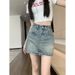 Verve 2401 Denim Bodycon Half High Waist 2025 Spring Summer Hot Girl Slimming A-line Short Skirt Trend_ecoleips.com