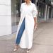 Women's Clothing Autumn And Winter New Fashion Casual Solid Color Long Shirt Coat Dress_ecoleips.com