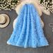 Ethereal Beaded Long Skirt For Women Elegant Fairy-like Cake Design Pleated Mid-Calf Summer Style Casual Chic Fashion_ecoleips.com