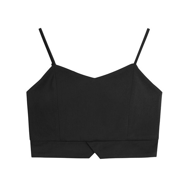 Versatile Short Camisole Women, Black Strapless With Chest Pads, Suitable For Wearing Under Blazer Or As A Top To Show_ecoleips.com