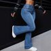 Women's Clothing Plus Size Slimming Denim Flared Pants High Elasticity Spring Autumn Solid Color Fashion_ecoleips.com