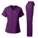 Women's Clothing Elastic Doctor Work Uniform Short Sleeved Split Suit Beauty Hospital Female Operating Room Washing Clothes_ecoleips.com