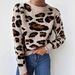 Women's Clothing Autumn And Winter Women's Leopard Print Jacquard Knit Pullover Sweater - Round Neck, Long Sleeve, Comfortable & Stylish Casual Top_ecoleips.com