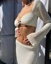 2025 Summer Women's New Style Tie Sleeve Bodycon Casual Knitted Long Dress Set_ecoleips.com