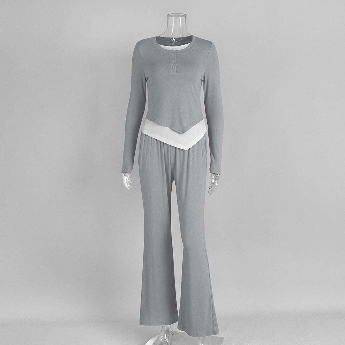 Women's Patchwork Pajama Pants Set European American Style Relaxed Casual Two Piece Autumn Clothing_ecoleips.com