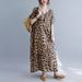 Vintage Inspired V-Neck A-Line Dress, Summer Polyester Flowy Midi Dress With Leopard Print, Casual Elegant Swing Dress For Women_ecoleips.com