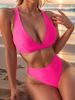 Solid Color Adjustable Tie Backless Bikini Set Sexy Two-Piece Swimsuit For Women Beach Pool Vacation_ecoleips.com