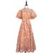 Women's Clothing Women's Floral Embellished Dress Elegant Style Single-Breasted Puff Sleeve Long Skirt Summer Dress_ecoleips.com