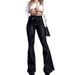 European And American Hot-Selling High-Waisted Hip-Lifting Drawstring Flared Wide-Leg Jeans For_ecoleips.com
