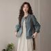Women's Denim With Small Gold Buttons And Round Collar, Ins 2024 New Autumn Design, Washed Vintage Style, Trendy Jacket_ecoleips.com