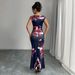 Elegant Sleeveless Bodycon Midi Dress Slim Fit Print for Evening And Special Occasions Women's Clothing_ecoleips.com