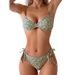 New Women's Printed Lace-Up Two-Piece Swimsuit Beach Spa Bikini Swimwear American Styl_ecoleips.com