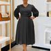 Women's Clothing Fashion Temperament Elegant Solid Color A Line Skirt Large Size Dress_ecoleips.com