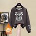 Women's Trendy Relaxed Style round Neck Cotton Sweatshirt Fleece Lined Thickened New Winter 2023 Fashion Sweatshirt_ecoleips.com