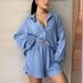 Women's Clothing Women's Wear Wrinkled Lathers Long Sleeve Shirt High Waist Fashion Shorts Fashion Casual Two Pieces_ecoleips.com