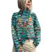Women's Abstract Print Turtleneck Sweater Casual Cape Coat For Christmas_ecoleips.com