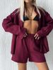 Long-sleeved Cardigan Shorts Set, Simple Solid Color Casual Suit For Spring And Summer Wear_ecoleips.com