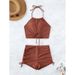 New Women's Clothing American Style Suspender Bikini Two Piece Flat Angle Sports Beach Swimsuit_ecoleips.com