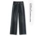 Korean Retro Wide-Leg Jeans For Women, Autumn And Winter Fleece-Lined Warm High-Waist Tummy Control Slimming_ecoleips.com