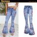 European And American Women's Wide-leg Pants, Denim Bell-bottom With Appliqué Embroidery, Long Pants For Foreign Trade_ecoleips.com