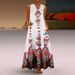 Women's Summer Vintage Printed Dress Literary Style V Neck Sleeveless Dress With Pockets Casual Retro Printed Dress For Ladies_ecoleips.com
