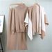 Women's Clothing Fashion Knitted Color Matching Shawl Wide Leg Pants Temperament Fashionable Three Piece Suit_ecoleips.com