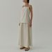 Aria Basics Aria Basics European And American Linen-cotton Summer Simple Side-slit Double-pocket A-line Skirt, Loose Elastic Waist Half Skirt_ecoleips.com