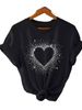 European And American Cross-border Foreign Trade Women's Clothing, Simple Heart-printed Round-neck Short-sleeve T-shirt_ecoleips.com
