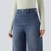 Cross Border Foreign Trade Popular High Waisted Elastic Jeans For Women's Loose Wide Leg Pants In European And American Plus Sizes_ecoleips.com