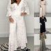 Women's Clothing Spring New Fashion Suit Solid Color Lace Embroidery Top High Waist Straight Pants Two Piece Suit_ecoleips.com