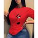 European And American Clothing, Round-neck Women's Tops, Summer Eyelash Short-sleeve Tops For Women_ecoleips.com