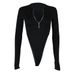 Women's Clothing Slim Fit Long Sleeve Bodysuit Sexy Zipper Top Casual Polyester Jumpsuit_ecoleips.com