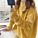 Women's Oversized Chunky Knit Sweater – Soft Round Neck Pullover In Yellow/Purple/Beige/Camel/Charcoal (S/M/L/XL)_ecoleips.com