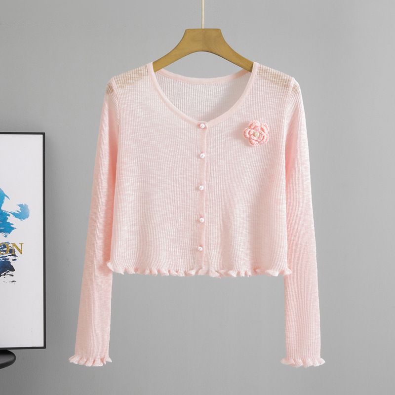 Women's Clothing Summer New Rose Sunscreen Air Conditioning Shirt Knitted Cardigan Shawl Thin Outer Cover_ecoleips.com
